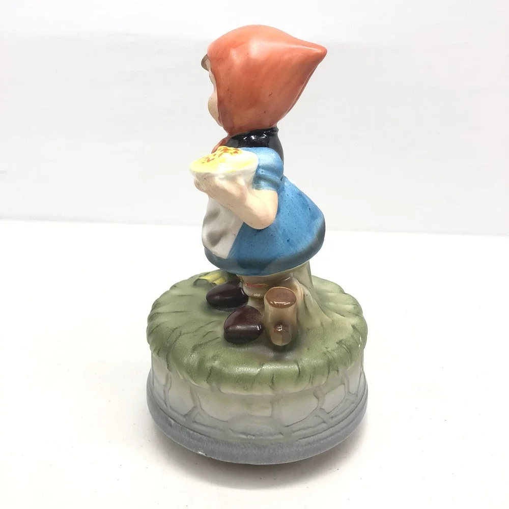 Vintage HIMARK Girl with‎ Goose/Duck Figurine Rotating Music Box Works
